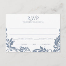Majestueuze Bladeren RSVP Briefkaart | Stofblauw