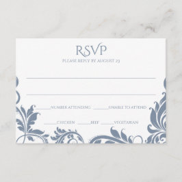 Majestueuze Bladeren RSVP Briefkaart | Stofblauw