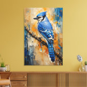 Majestueuze Blauwe Gaai Abstract Canvasprint Canvas Afdruk (Insitu (Woonkamer))