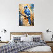 Majestueuze Blauwe Gaai Abstract Canvasprint Canvas Afdruk (Insitu (Slaapkamer))