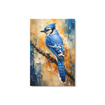 Majestueuze Blauwe Gaai Abstract Canvasprint