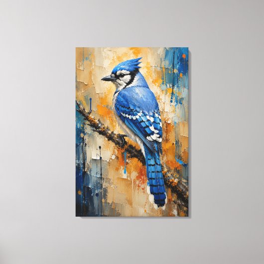Majestueuze Blauwe Gaai Abstract Canvasprint Canvas Afdruk (Voorkant)
