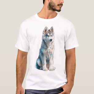 Majestueuze Blauwe Ogen Husky Arctische Geest Mann T-shirt