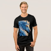 Majestueuze blauwe wolf met gloeiende ogen - Fanta Tri-Blend Shirt (Voorkant volledig)