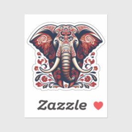 Majestueuze bloemenelefant - Boho-sticker met stam Sticker
