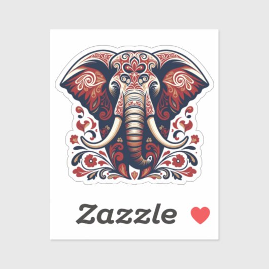 Majestueuze bloemenelefant - Boho-sticker met stam Sticker (Vel)
