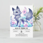 Majestueuze Bloemige Wolf Digitale Verjaardag Kaart (Staand voorkant)