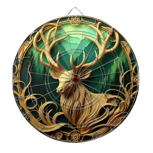 Majestueuze bok staren in een serene bos dartbord (Voorkant)