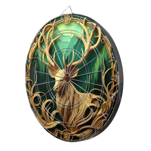 Majestueuze bok staren in een serene bos dartbord (Voorkant Rechts)