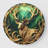 Majestueuze bok staren in een serene bos grote klok (Voorkant)