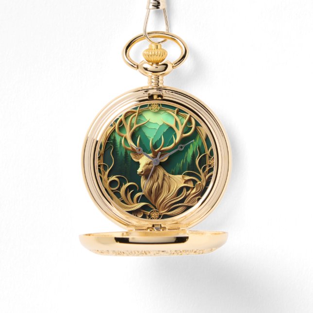 Majestueuze bok staren in een serene bos horloge (Voorkant)