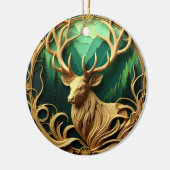 Majestueuze bok staren in een serene bos keramisch ornament (Links)