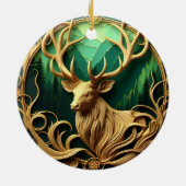 Majestueuze bok staren in een serene bos keramisch ornament (Achterkant)