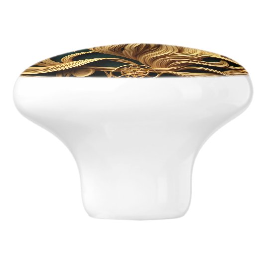 Majestueuze bok staren in een serene bos keramische knop (Zijkant)