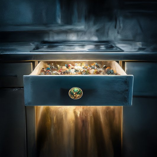 Majestueuze bok staren in een serene bos keramische knop