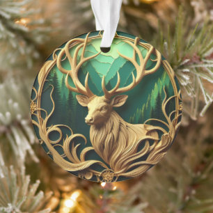 Majestueuze bok staren in een serene bos ornament
