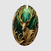 Majestueuze bok staren in een serene bos ornament (voorkant)