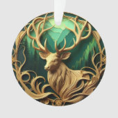 Majestueuze bok staren in een serene bos ornament (voorkant)