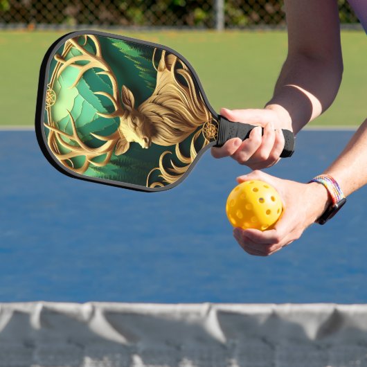 Majestueuze bok staren in een serene bos pickleball paddle (Insitu)