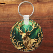 Majestueuze bok staren in een serene bos sleutelhanger (Voorkant)