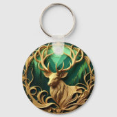 Majestueuze bok staren in een serene bos sleutelhanger (Achterkant)