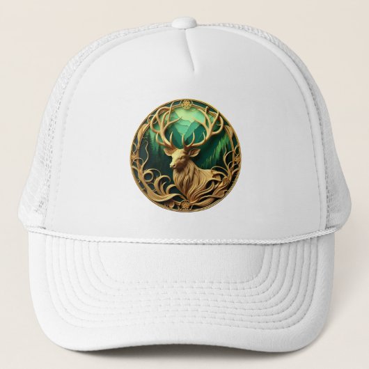 Majestueuze bok staren in een serene bos trucker pet (Voorkant)