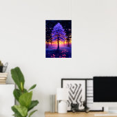 Majestueuze boom in het bos met Sunset's Charm Poster (Thuiskantoor)