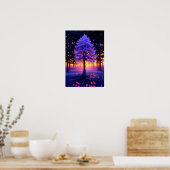 Majestueuze boom in het bos met Sunset's Charm Poster (Keuken)
