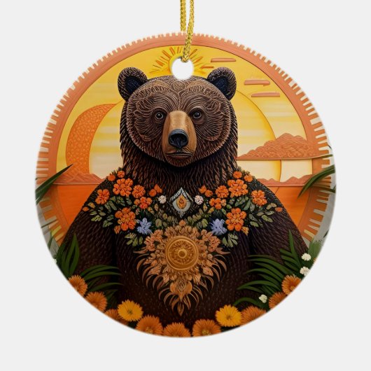 Majestueuze bruine beer  keramisch ornament (Voorkant)