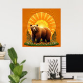 Majestueuze bruine beer poster (Thuiskantoor)