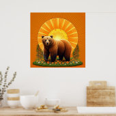 Majestueuze bruine beer poster (Keuken)