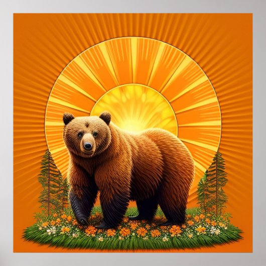 Majestueuze bruine beer poster (Voorkant)