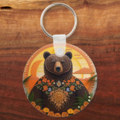 Majestueuze bruine beer sleutelhanger (Achterkant)