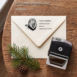 Majestueuze Brullende Leeuw Safari Retouradres Zelfinktende Stempel