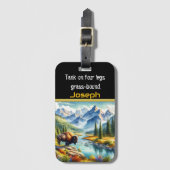 Majestueuze Buffalo bij een rustige rivier Bagagelabel (Voorkant (verticaal))