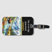 Majestueuze Buffalo bij een rustige rivier Bagagelabel (Voorkant (horizontaal))