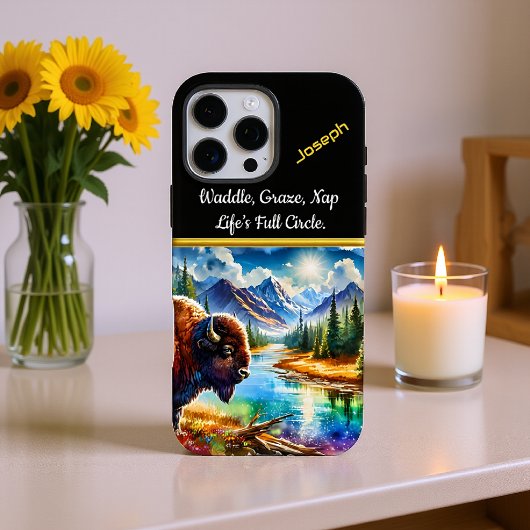Majestueuze Buffalo bij een serene bergrivier Case-Mate iPhone Case