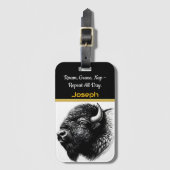 Majestueuze Buffalo Close-up in natuurlijke habita Bagagelabel (Voorkant (verticaal))