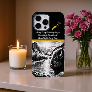 Majestueuze Buffel bij een Rustige Berg Rivier iPhone 16 Pro Max Hoesje