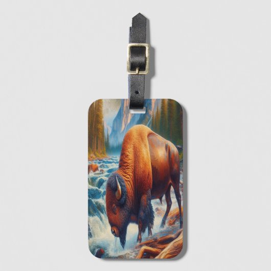 Majestueuze buffels in rustige wateren bagagelabel (Voorkant (verticaal))