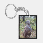Majestueuze Buizerd Zijdelingse Blik Bos Roofvogel Sleutelhanger (Voorkant Links)