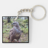 Majestueuze Buizerd Zijdelingse Blik Bos Roofvogel Sleutelhanger (Achterkant)
