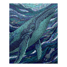 Majestueuze Bultrug Walvis Mozaïek Oceaan Glas in 
