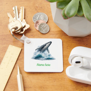 Majestueuze Bultrug Walvis Oceaan Aquarel Op Maat  Sleutelhanger