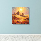 Majestueuze Cairo Piramides en Sfinx Canvas Afdruk (Insitu (Houten vloer))