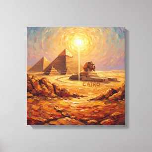 Majestueuze Cairo Piramides en Sfinx Canvas Afdruk