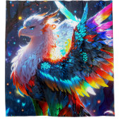 Majestueuze caleidoscoop Phoenix Levendige kleuren Douchegordijn (Voorkant)