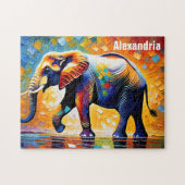 Majestueuze caleidoscoop van kleuren Elephant Walk Legpuzzel (Horizontaal)