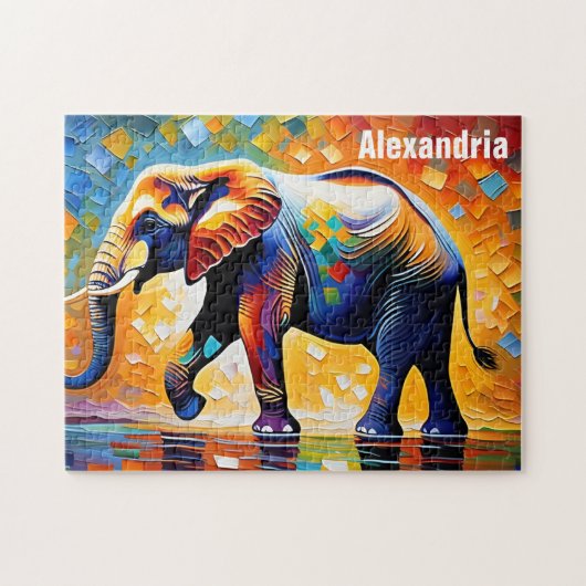Majestueuze caleidoscoop van kleuren Elephant Walk Legpuzzel (Horizontaal)