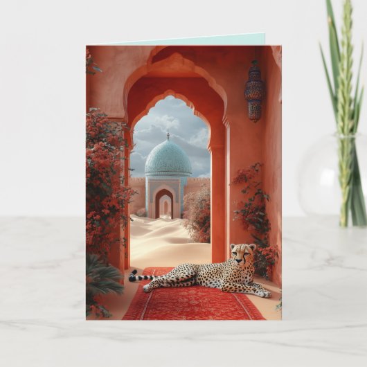 Majestueuze cheeta in een Marokkaans woestijnpalei (Voorkant)